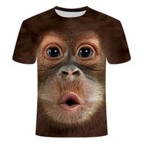 Interest Monkey Print T Shirts for Children's Boy Girl Shirt Summer Casual Animal Kids Clothes T-Shirt Short Sleeve Tops 100 brown