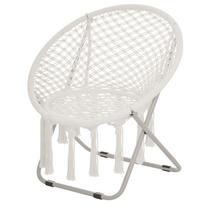 Round Garden Lounge Chair Moon Chair Foldable Papasan Chair Great Comfort Macrame Cotton Polyester Beige 77 x 64 x 74 cm smėlis