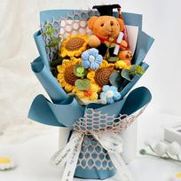 Plush Rose Flower Bouquet Artificial Flowers Bear Toy New Hand-Knitted Flower  Wedding Party rožinė