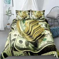 Money Duvet Cover Set,Dollar Bills Of United States Federal Reserve The Ben Franklin Portrait,Bedding Set 2/3pcs,California King EU single(135x200cm) beige