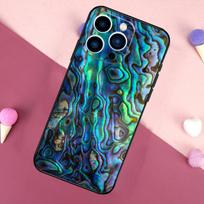 Abalone Sea Shell Texture Case For iPhone 16e 16 15 Pro Max 11 12 13 Mini 14 15 Pro Max 15 Plus XR Phone Back Cover iPhone 12 black