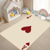 Fun Creative Poker Card Pattern Rug Playing Card Print Non-Slip Durable Easy to Clean Large Carpet for Living Room Bedroom 40x60cm beige