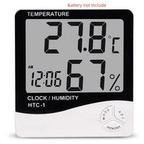 HTC-1 LCD Electronic Thermohygrometer, Weather Station With Clock Electronic Digital Temperature Humidity Meter Household balta