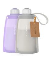 MOMCOZY DAUGKARTINIAI SILIKONINIAI PIENO IR MAISTO LAIKYMO MAIŠELIAI, 2 VNT. VIOLETINIS IR PILKAS