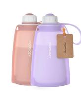 MOMCOZY DAUGKARTINIAI SILIKONINIAI PIENO IR MAISTO LAIKYMO MAIŠELIAI, 2 VNT. VIOLETINIS IR RAUSVAS