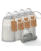 MOMCOZY DAUGKARTINIAI SILIKONINIAI PIENO IR MAISTO LAIKYMO MAIŠELIAI, 5 VNT., PILKI