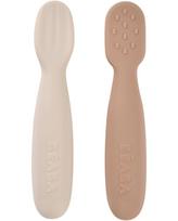 BEABA 2 VNT. SILIKONINIŲ ŠAUKŠTELIŲ RINKINYS +4 MĖN, PRALINE/CLAY