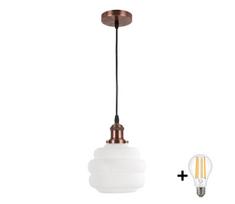 BRILAGI - LED liustra ant laido RETRO GLASS 1xE27/60W/230V skersmuo 20 cm varinė/balta