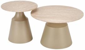 Kavos staliukų komplektas Zurich, kašmyro sp./travertine sp., 50 - 70 cm x 70 cm x 42 - 49 cm, 2 vnt.