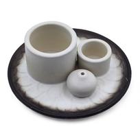 Keraminė smilkalinė Mandala Palo Santo ir smilkalams, balta/pilka