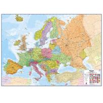 Europos politinis sieninis žemėlapis 100x139 cm, laminuotas, su vėliavomis
