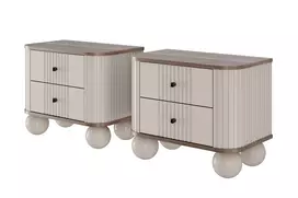 Naktinė spintelė VESPER  56 cm, kašmyras, juodos rankenos, rutulinės kojelės 2 vnt.