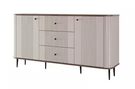 Komoda Vesper 160 cm su trimis stalčiais, kašmyras, juodos kojos