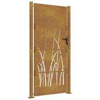 vidaXL Sodo vartai, 100x175 cm, Corten plienas, žolės raštas