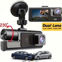 Automobilinis vaizdo registratorius priekinė ir salono kamera Dual Lens Full HD 1080P, besisukanti kamera 230°