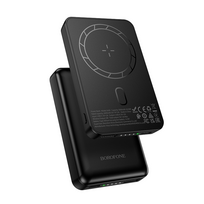 Borofone Power Bank 5000mAh BJ82 Dawn – USB – magnetic with induction charging juodos spalvos