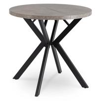 Dilan išskleidžiamas apvalus stalas, 80–160 cm, betono spalvos/juodas, lofto stiliaus