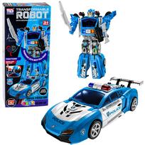 Konstruktorius policijos robotas 2-in-1 su šviesomis ir garsais, mėlynas, baltas, juodas, 46 × 33 × 13 cm, 29 dalių