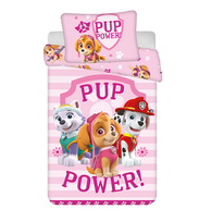 Patalynė bawełniana 100x135 Psi Patrol Paw Skye Everest 2554 rožinė Marshall poszewka 40x60 dziecięca do łóżeczka pup power