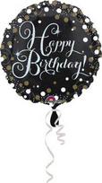 AMSCAN Happy Birthday juodos spalvos folijos balionas su taškeliais