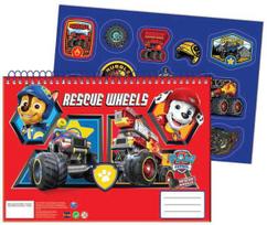 „Paw Patrol“ gelbėjimo ratukai, A/4 spiralinė eskizų knygelė, 40 lapų, su lipduku