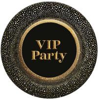 Auksinės VIP popierinės lėkštės, 8 vnt., 22,7 cm