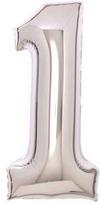 Skaičius sidabrinis, skaičius 1 folijos balionas 66 cm