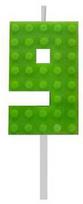 Žali blokeliai, statybinis blokelis, žalia torto žvakė, skaičius 9