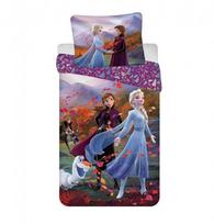 Patalynė bawełniana 140x200 Frozen 2 Kraina Lodu 8100 Anna Elsa Olaf na wietrze poszewka 70x90