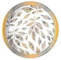 Pilkos Popierinės Lėkštės, Gėlės, Šakos, Lapai, 8 Vnt., 20 cm