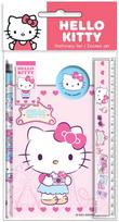 „Hello Kitty“ kelioninis 5 dalių kanceliarinių prekių rinkinys