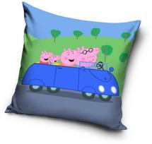 Peppa Pig mėlynas automobilio pagalvėlės užvalkalas, 40x40 cm