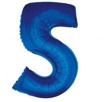 Folinis balionas „Skaičius B&C“ mėlynas, mėlynas, skaičius 5, 92 cm