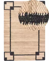 Beliani Kilimas GONDIA Juodas / smėlio spalvos 160 x 230 cm Džiutas