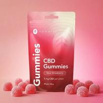 Hemnia CBD guminukai „Sour Strawberry“, rūgščių braškių skonio, 100 mg CBD, 20 vnt. × 5 mg, 45 g