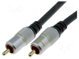 Cable | RCA plug,both sides | 5m | Plating: gold-plated | black