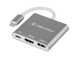 Kompiuterių komponentai ir priedai // PC/USB/LAN kabeliai // Złącze adapter Cabletech wtyk Typu C - gniazda USB 3.0 HDMI 2.0 Typu C