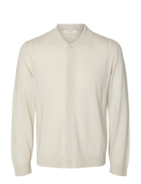 Selected - Slmtray Ls Merino Struc Polo Cardigan - Megztinis - Kreminė spalva