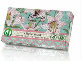 La Dispensa Florinda Mosaico muilas augalinis, rankų darbo, parfumuotas, Rožinės Lelijos aromato, 100 g