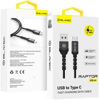 Oem Blavec kabelis Raptor braided – USB į Type C – PD 66W 6A 2 metras (CRA-UC6BG20) juodos spalvos-pilkos spalvos