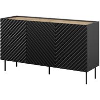 Cama Meble ONDA komoda 301421, 150x85x45cm, 3 durys, 2 stalčiai, 2 lentynos, MDF, juoda, matinė