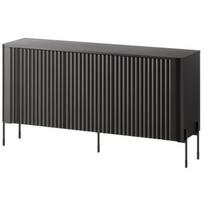 Cama Meble VERA komoda 471004, 150x40x80 cm, juoda matinė, 3 durys, 3 lentynos, MDF, medžio drožlių plokštė, metalinės kojos