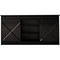 Cama Meble GRANERO KOM CZ komoda, 160x80x35 cm, 2 durys, 4 lentynos, juoda/juoda blizgi, matinė, tekstūruotas paviršius