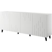 Cama Meble BARI komoda 474105, 200x42x82 cm, 4 durys, 4 lentynos, matinė balta, MDF, medžio drožlių plokštė
