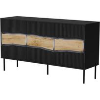 Cama Meble INSERTO 3D komoda 400221, 143.5x40x80 cm, juoda, LED, 3 durys, 1 lentyna, MDF, push-to-open