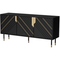 Cama Meble MOUNTAIN komoda 207003, 154x40x72cm, 3 durys, MDF, juoda+auksinė, moderni