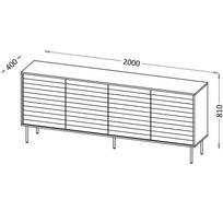 Cama Meble komoda CORTINA 490312, 200x40x81 cm, 4 durys, 4 lentynos, MDF, medžio drožlių plokštė, juoda/riešutmedžio