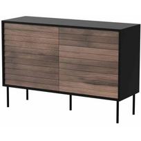 Cama Meble Cortina komoda 490314, 120x81x40 cm, 3 stalčiai, 1 durys, juoda/riešutmedžio, laminuota medžio drožlių plokštė