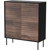 Cama Meble Cortina komoda 490313, 102x40x118 cm, 4 durys, 4 lentynos, laminuota medžio drožlių plokštė, juoda/riešutmedžio