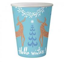Kalėdiniai „Hello Winter“ popieriniai puodeliai, 6 vnt., po 250 ml